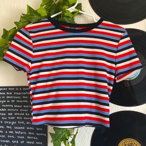 striped ribbed multicolor top